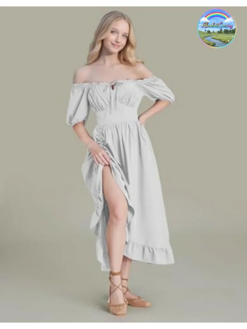 Victorian Renaissance Corset Maxi Dress Ruffle Off Shoulder Costume